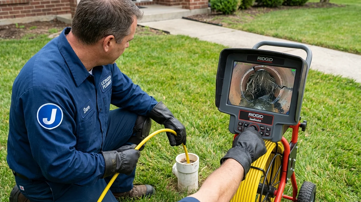 Sewer camera inspection being performed by Johns Plumbing LLC in Elburn
