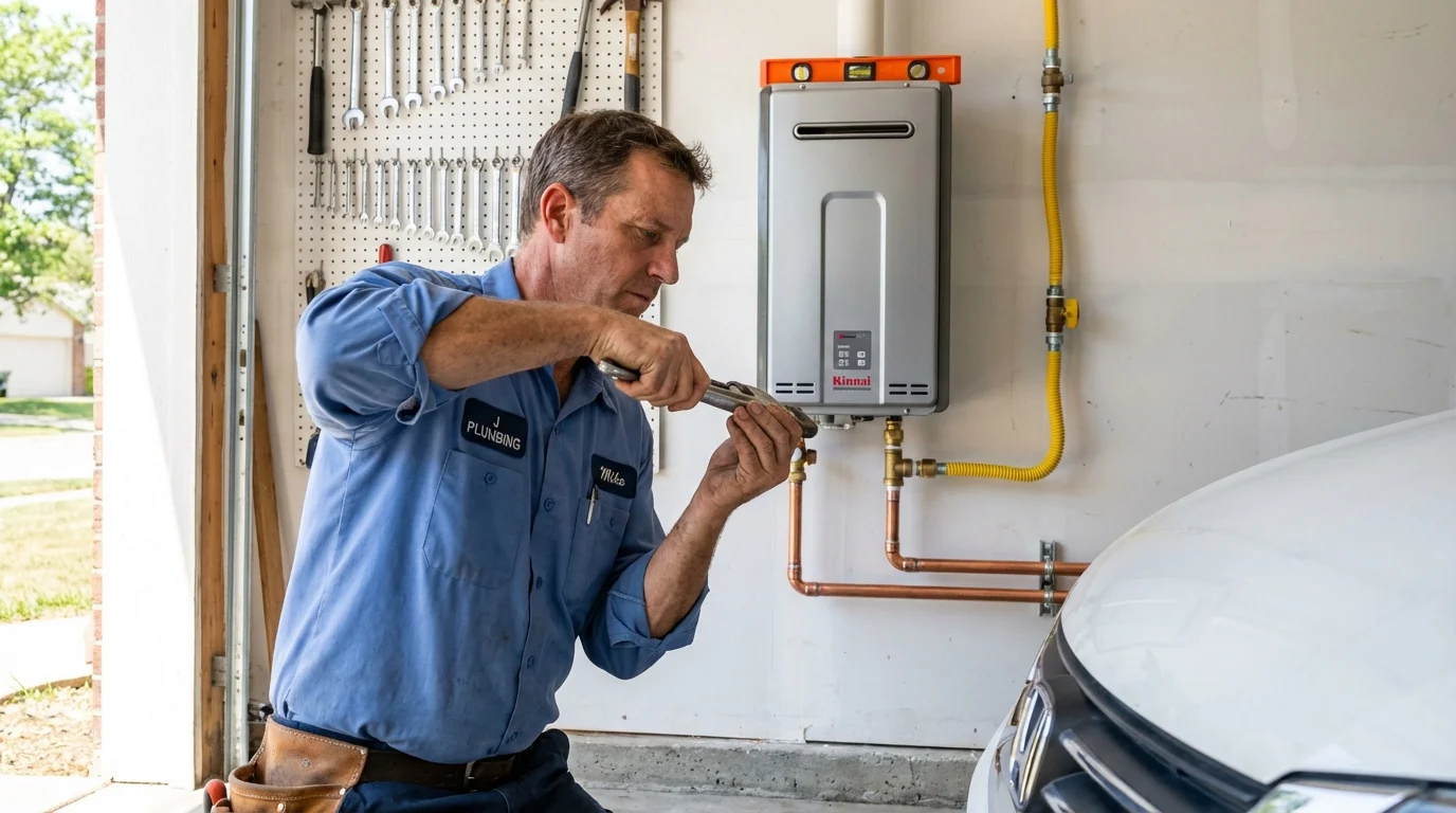 Tankless water heater installation by a Johns Plumbing LLC plumber in Elburn